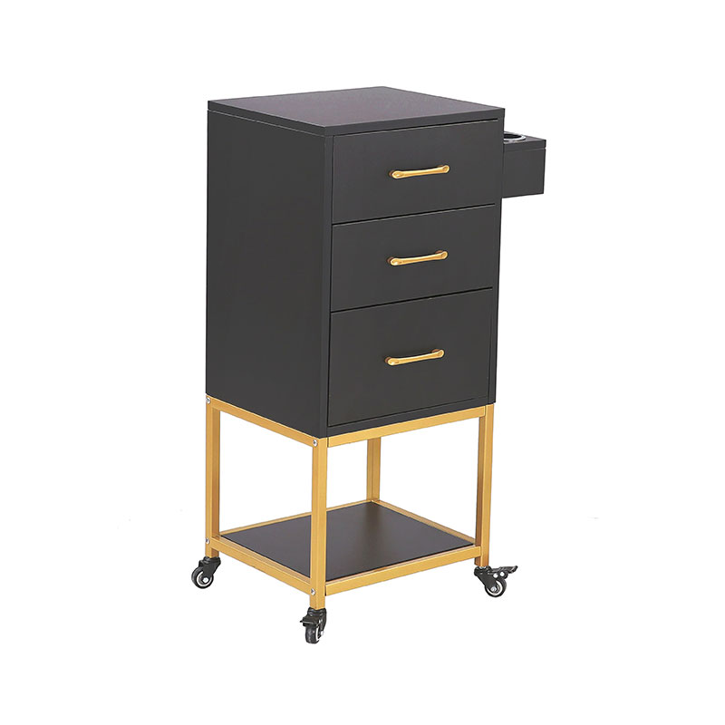 HZ2032 Chariot de rangement de salon noir et or
