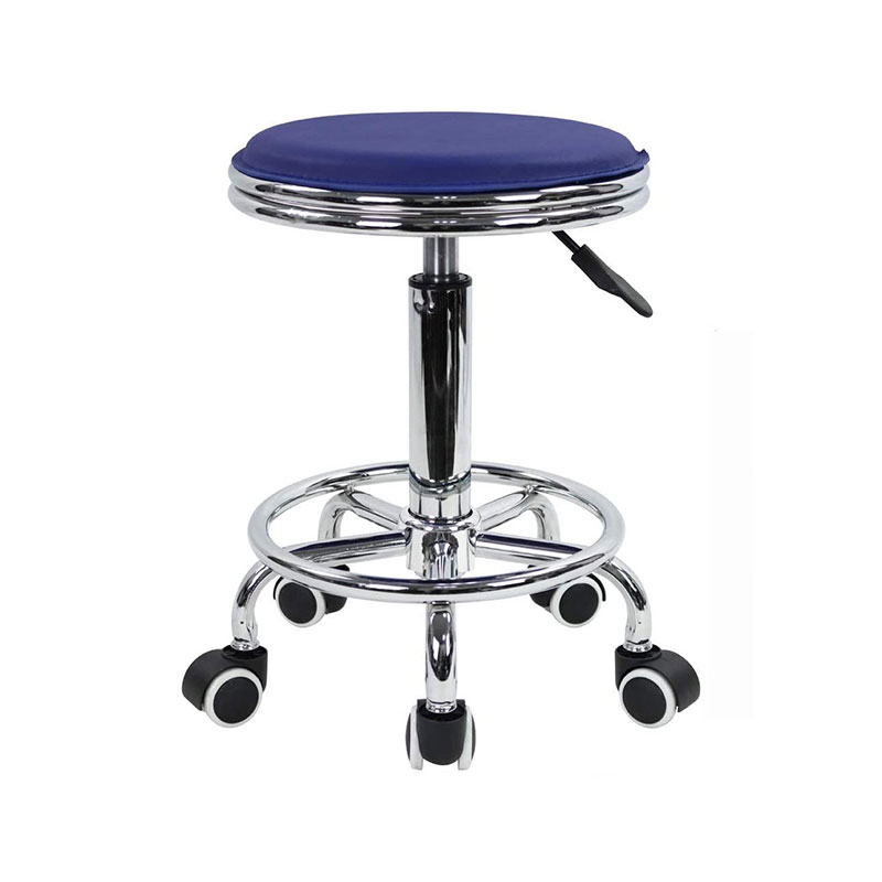 HZ6002B Tabouret roulant réglable à siège bleu Klein
