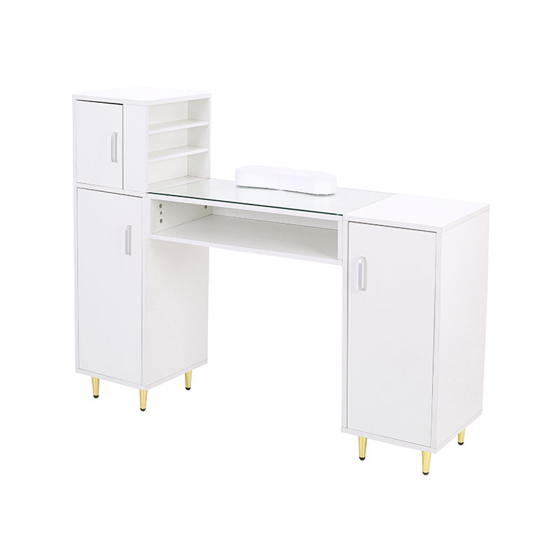 HZ2024BK / HZ2024W Table de manucure plateau en verre bureau de technologie des ongles