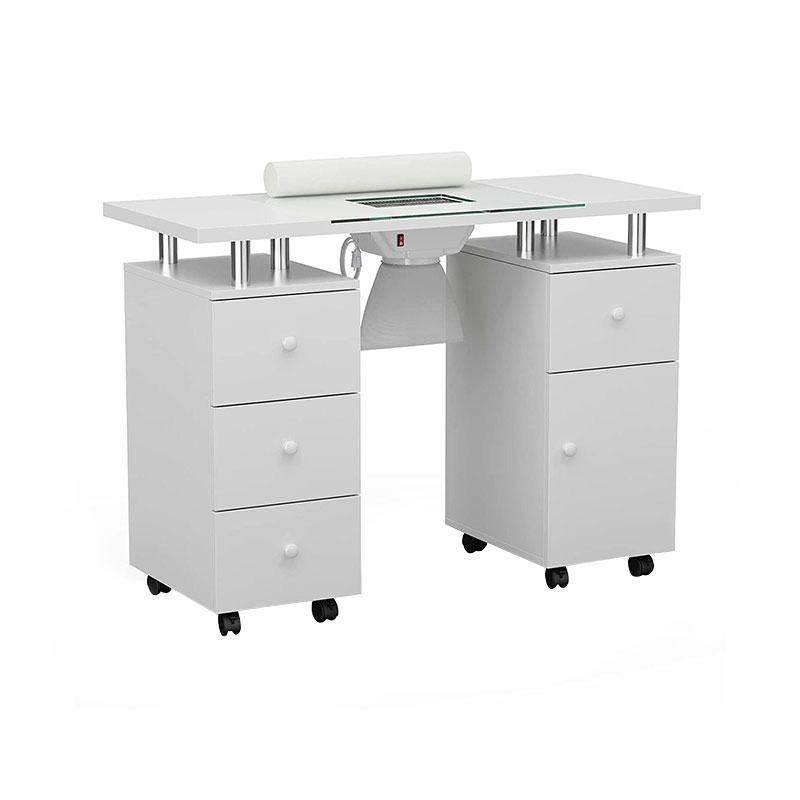 Table de manucure HZ400PK / HZ400 avec dépoussiéreur, bureau à ongles marbré gris