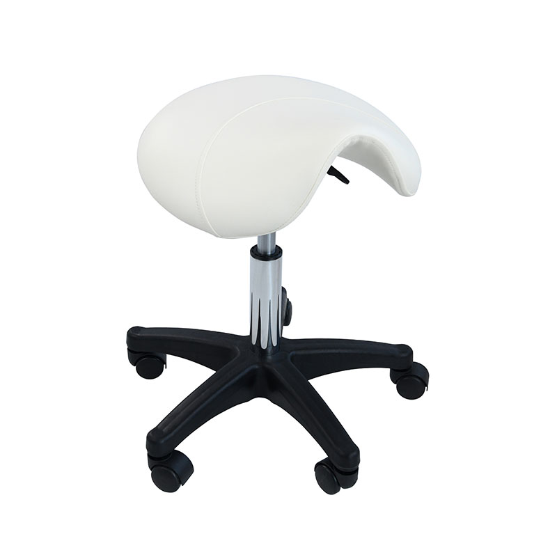 HZ6007W Tabouret roulant à selle blanc avec roulettes