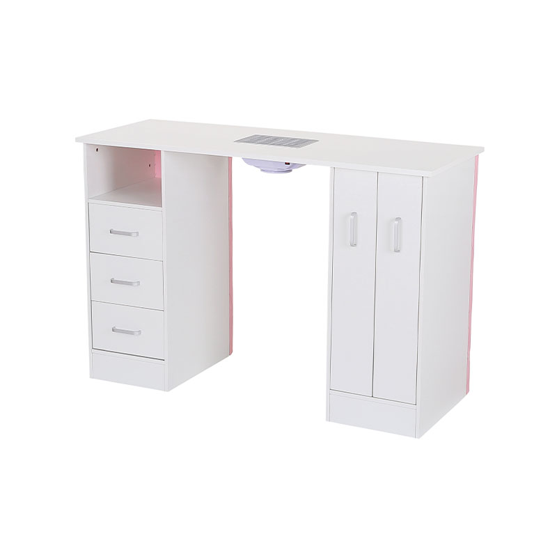 HZ2038WP / HZ2038 Table de manucure bureau à ongles pour nail tech avec 3 tiroirs et armoire de rangement