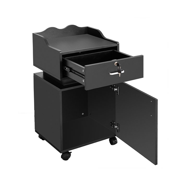 HZ2021 Meuble de rangement de station de salon noir avec roulettes