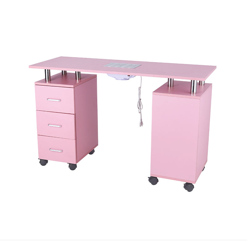 HZ2041 Table de manucure rose, bureau à ongles pour Nail Tech
