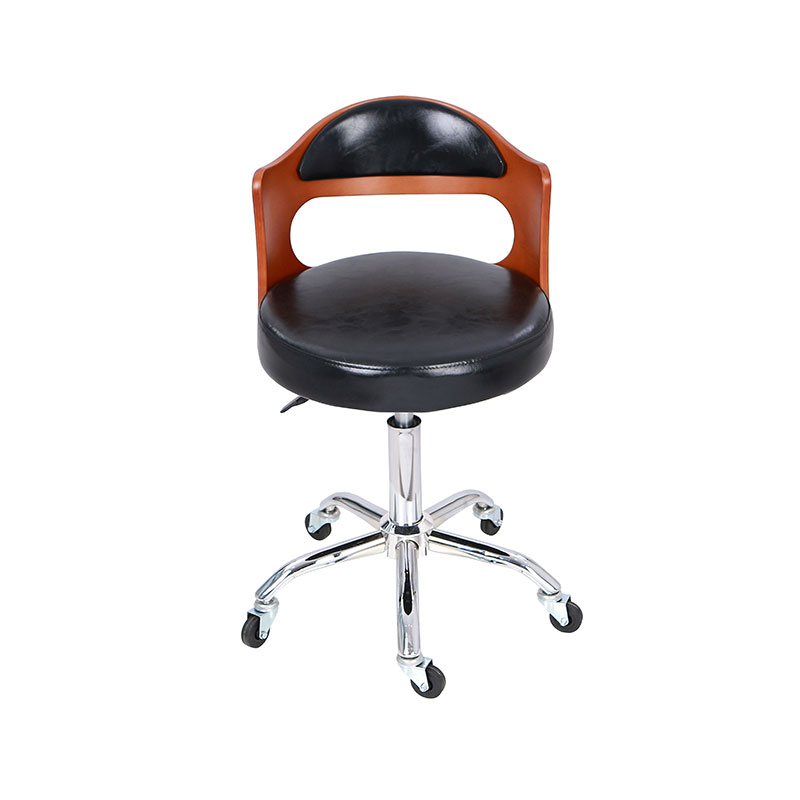 HZ8828 Siège noir avec tabouret de salon pivotant à dossier en bois