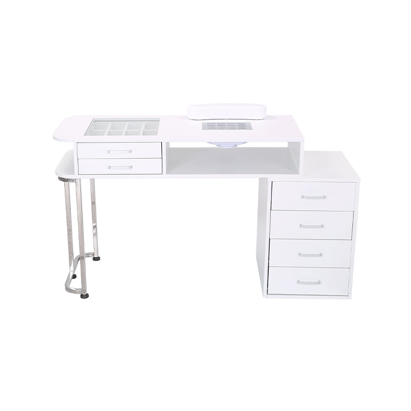 HZ2039W Table de manucure professionnelle pour nail tech avec plateau en verre