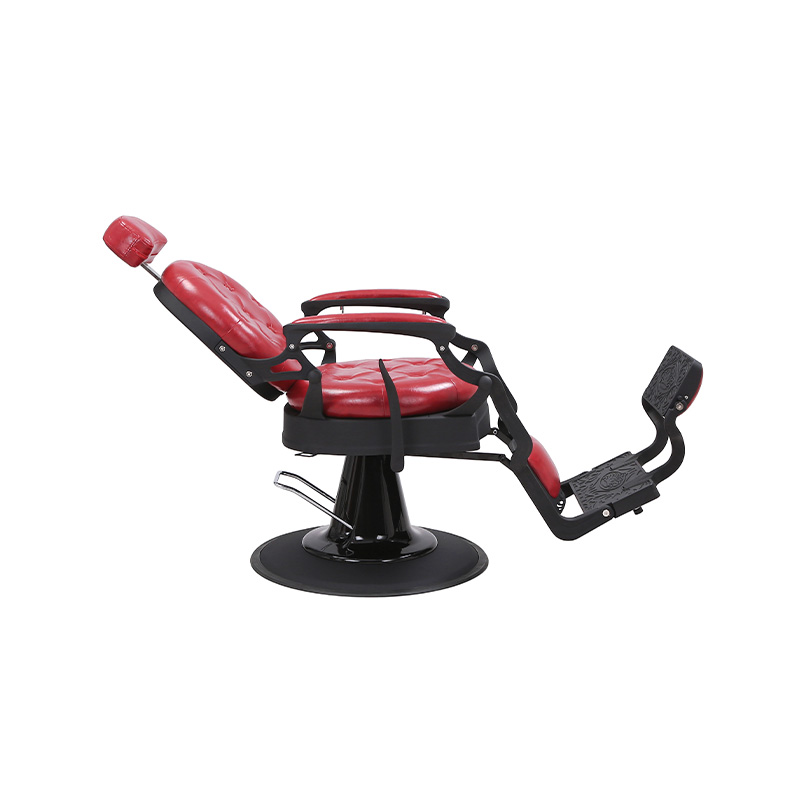 HZ8799MS Fauteuil de barbier vintage en lin lavé bordeaux