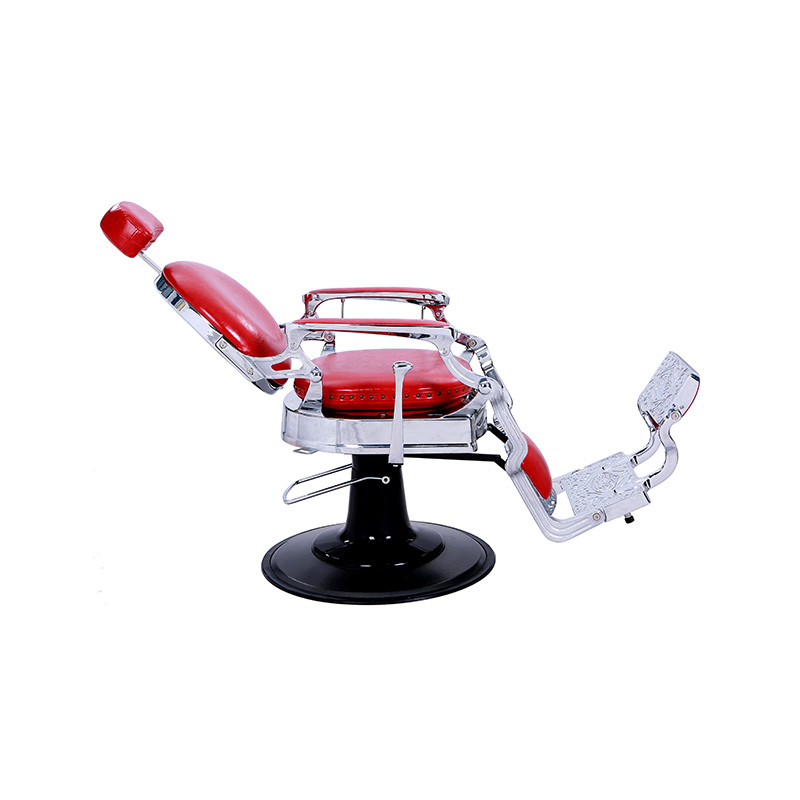 HZ8799DR Chaise de barbier à cadre argenté brillant rouge