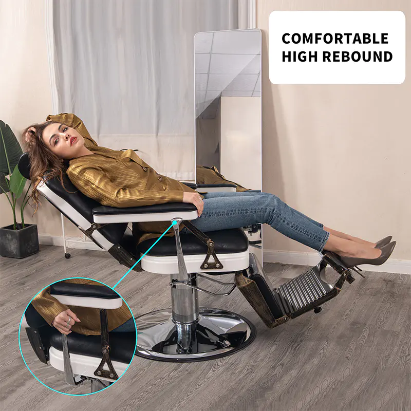 HZ8753BK / HZ8753GR / HZ8753RD Chaise de barbier Lincoln vintage noire