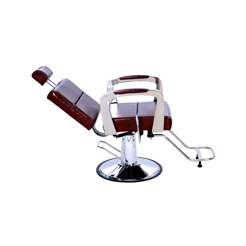 HZ8744 chaise de salon tout usage marron avec accoudoir argenté