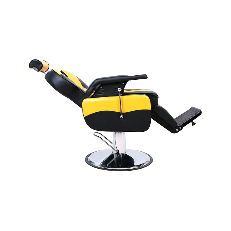 HZ8702DH Chaise de barbier classique noire et jaune