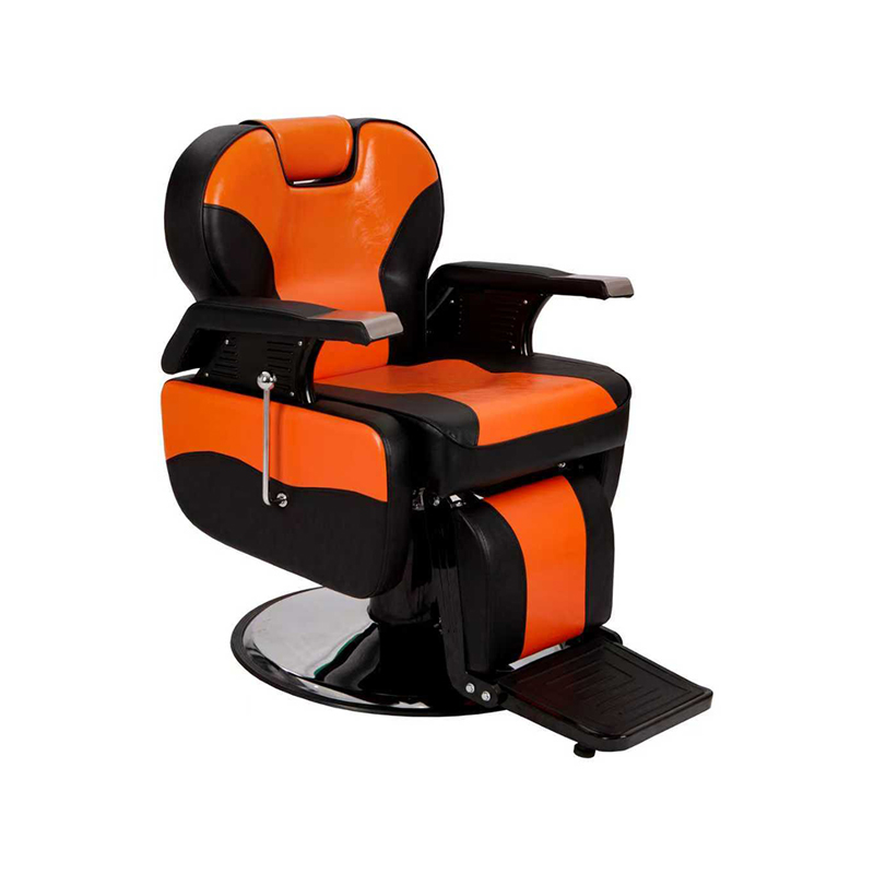 HZ8702DG Chaise de barbier classique noir et orange