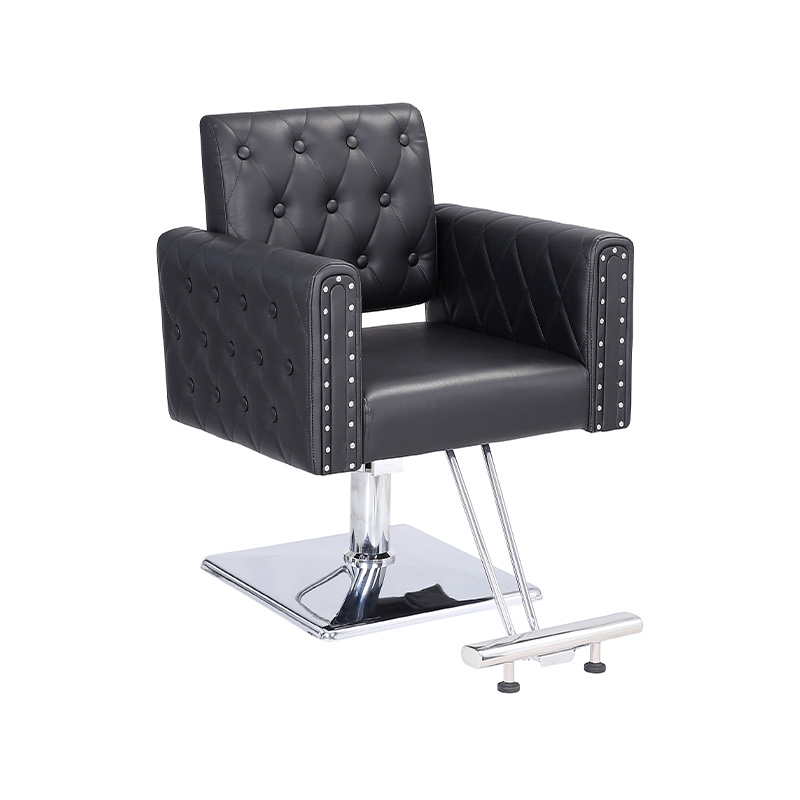 HZ88163Z Chaise de salon à rivets noirs pour coiffeur, chaise de coiffure