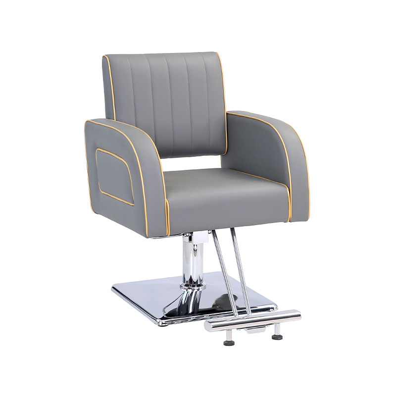 HZ88162Z Fauteuil de coiffure pour salon de coiffure, gris et incrusté d'or