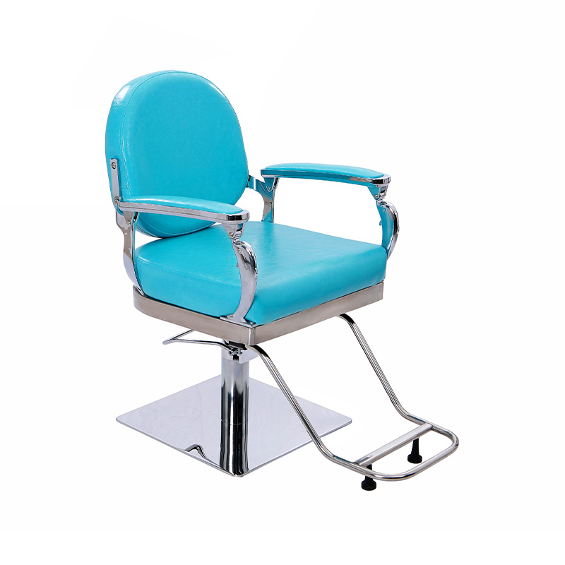 HZ88121 chaise spéciale pour salon de coiffure bleu lac avec cadre argenté