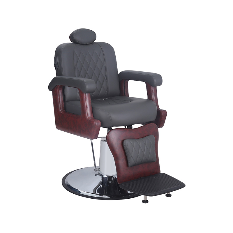 HZ8782Z Fauteuil de barbier inclinable robuste en acajou foncé