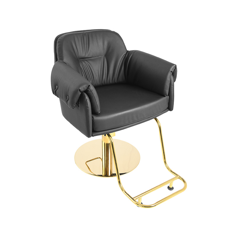HZ8802 – chaise de salon noire avec accoudoirs à coussin épais doré