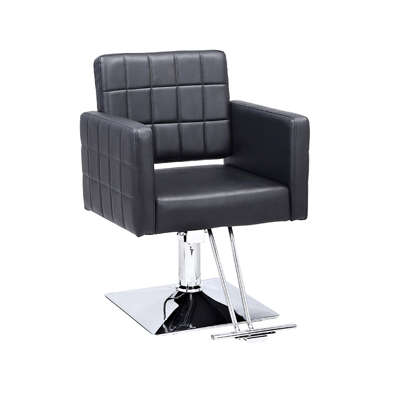 Repose-pieds de chaise de barbier hydraulique carré noir avec piquets supplémentaires, chaise de salon pour coiffeur HZ8822CZ