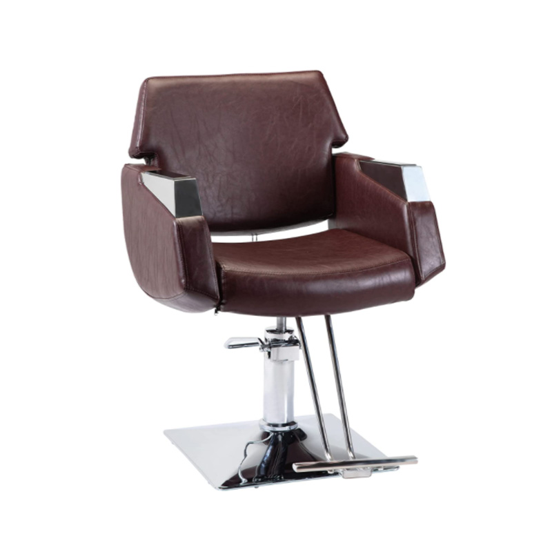 HZ88151 Fauteuil de coiffure inclinable en cuir marron