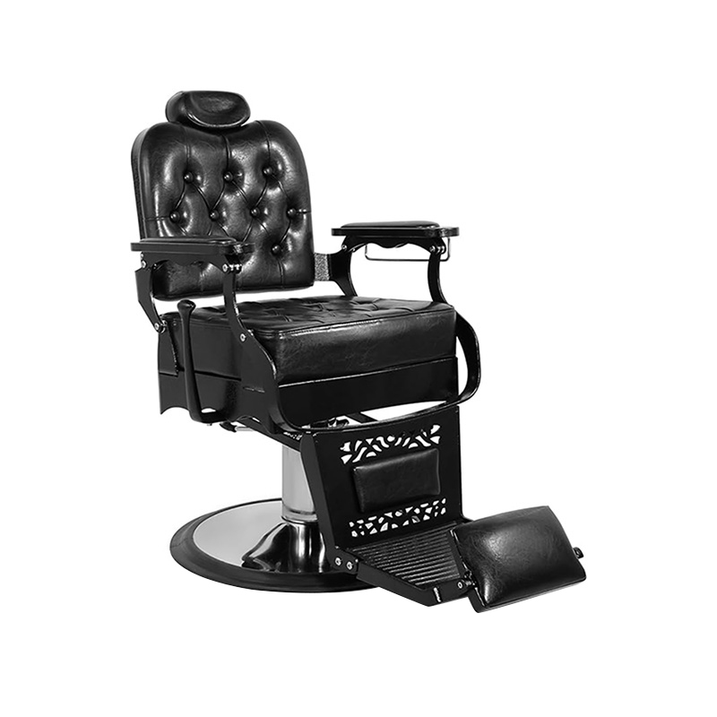 HZ8798 chaises de salon de coiffure vintage avec dossier carré noir et boucle