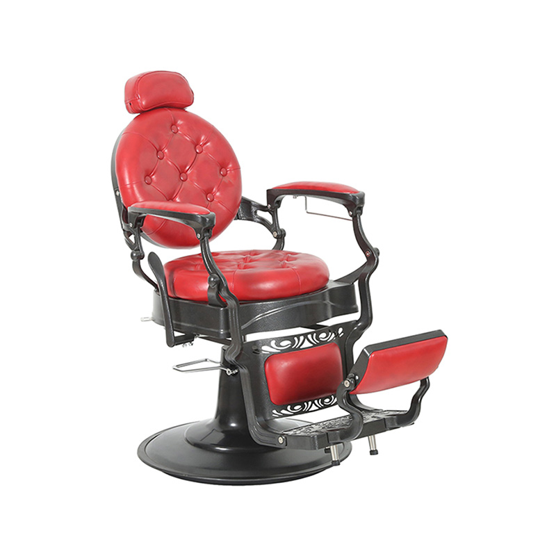 HZ8799 Fauteuil de barbier rétro rouge fauteuil inclinable hydraulique lourd