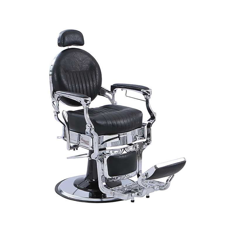 HZ8799C chaise inclinable rétro à coussin carré épais, motif vertical classique noir