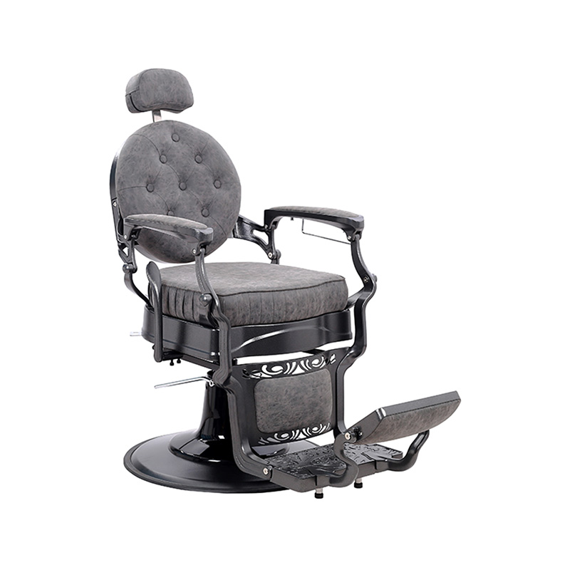 HZ8799M chaise de coiffure rétro hydraulique à coussin carré gris