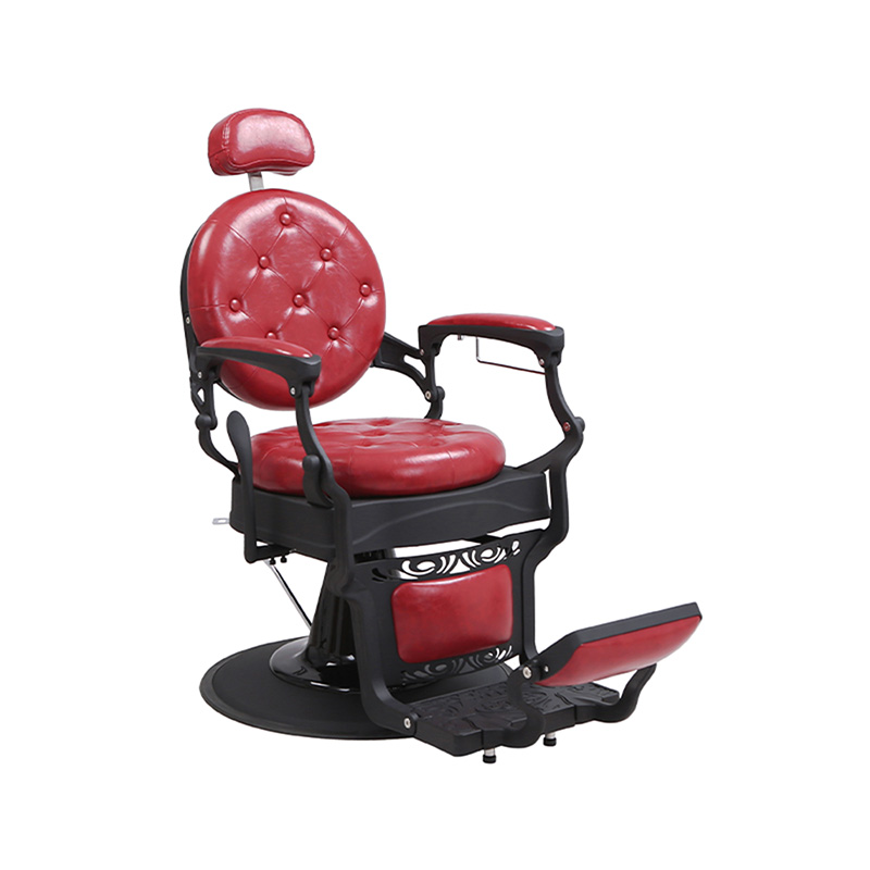 HZ8799MS Fauteuil de barbier vintage en lin lavé bordeaux