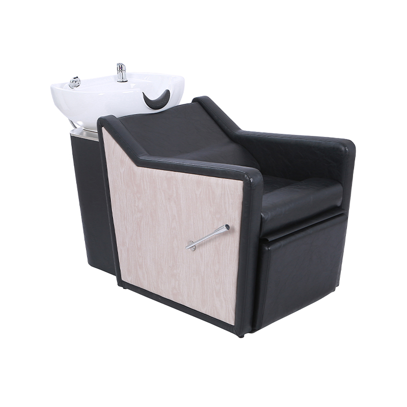 HZ9103 Bassin en céramique blanche et chaise de lavage de cheveux inclinable sur pied