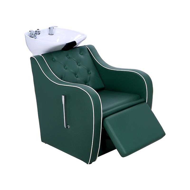 HZ9089C Fauteuil à shampoing vert foncé avec repose-pieds