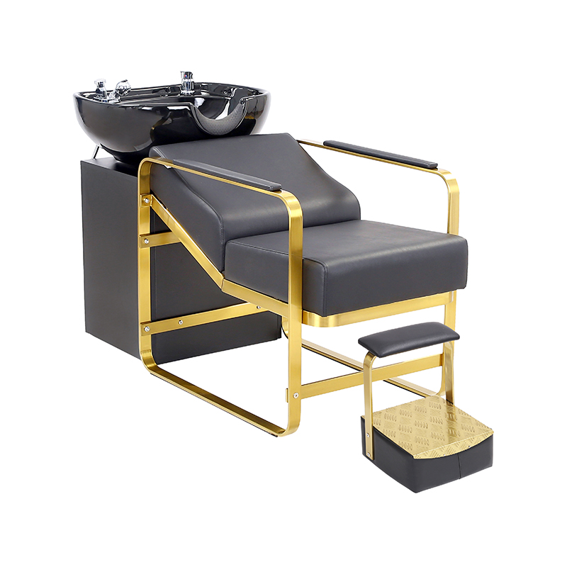 HZ9124 Chaises de shampoing à cadre doré avec repose-pieds