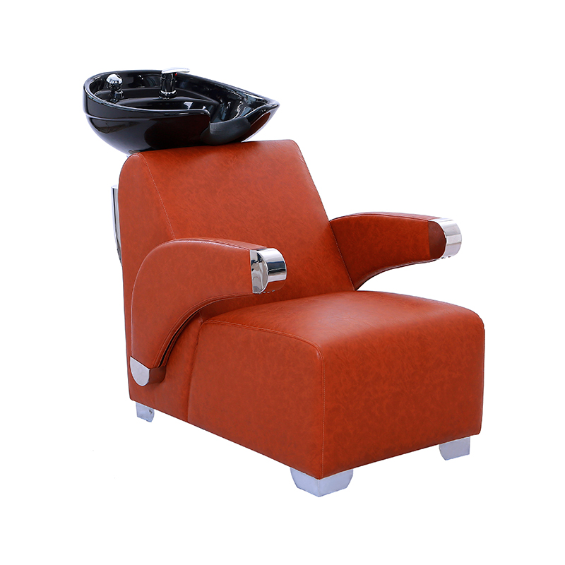 HZ9012 Chaise de shampoing à contre-courant avec bol en céramique rouge et marron